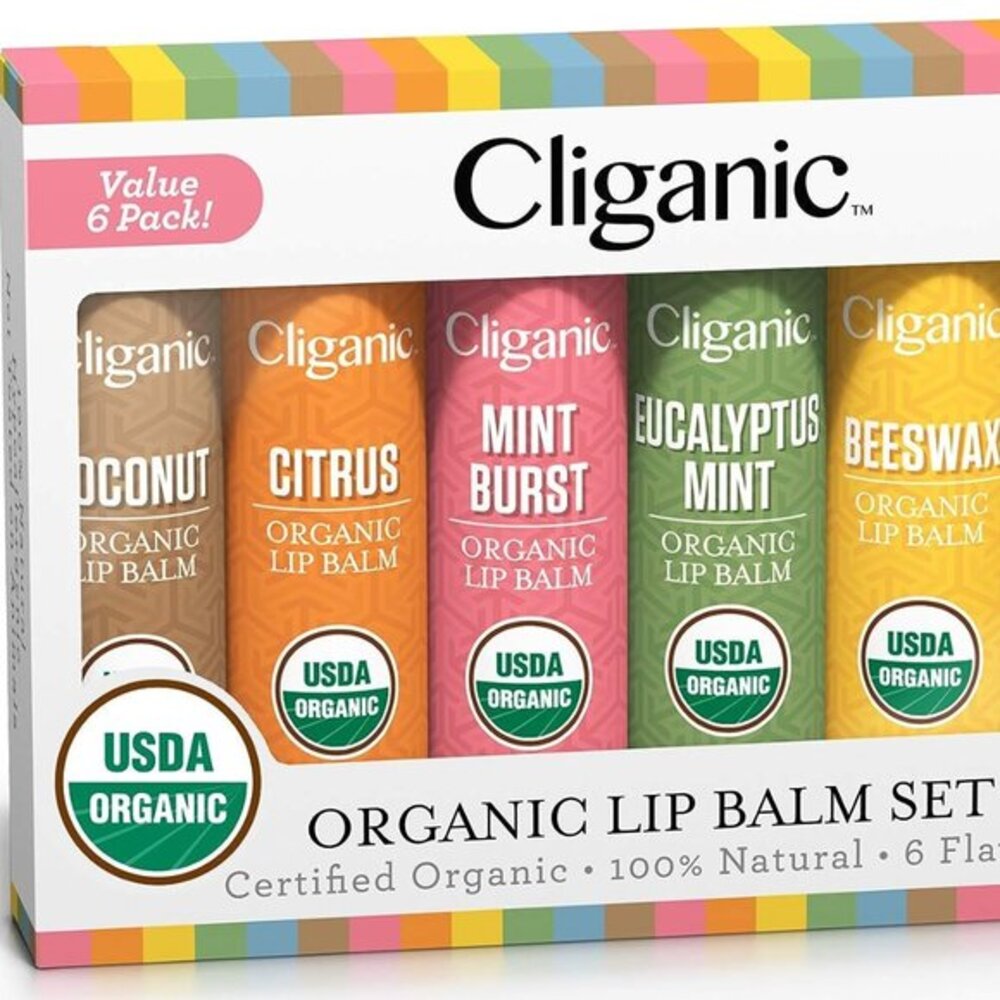 USDA Organic Lip Balm Set - 6 Flavors - 100% Natural Moisturizer for Cracked